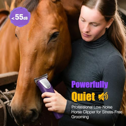 Professional Horse Clippers Cordless Detachable Wide Blade 2 Speed