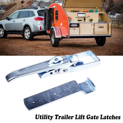 Trailer Gate Latch Handle Parts, 2 Pcs Utility RV Trailer Lift Gate Latches - for RV Camper Caravan Replacement Accessories - color: Silver-2