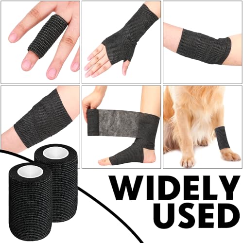 Treela 64 Pack 4" X 5 Yards Self Adhesive Bandage Wrap Black - color: Black, size: 4 Inch X 5 Yard