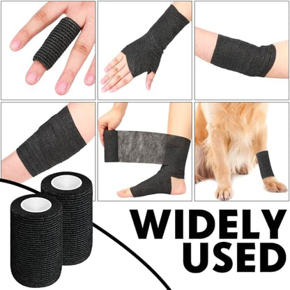 Treela 64 Pack 4" X 5 Yards Self Adhesive Bandage Wrap Black - color: Black, size: 4 Inch X 5 Yard
