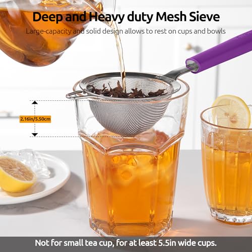 U-Taste Fine Mesh Strainer, 18/8 Stainless Steel Sieve 30 Mesh, S/Purple - color: (5) Purple, size: S-3.35in
