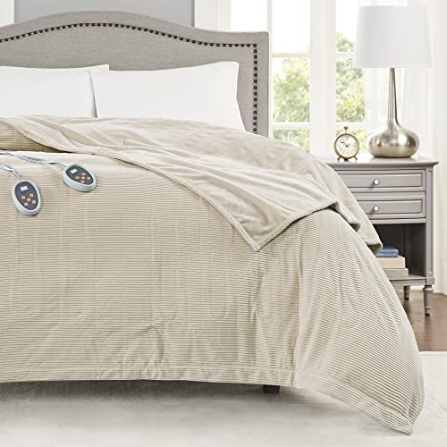 Beautyrest Heated Blanket King, Micro Fleece Electric Blanket, Beige - color: Beige, size: King