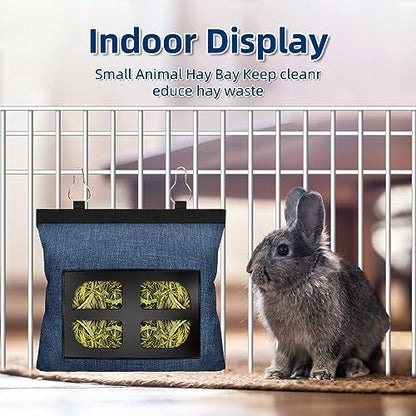 Rabbit Hay Feeder Bag Guinea Pig Hanging Hay Feeding Bag Storage Dispenser for Chinchilla Hamster Bunny Small Animal Pet