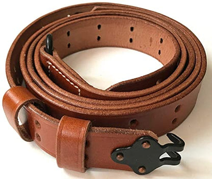 US M1907 Leather Sling WWII M1 Garand Rifle Sling (Leather & Steel Harware) - color: TAN