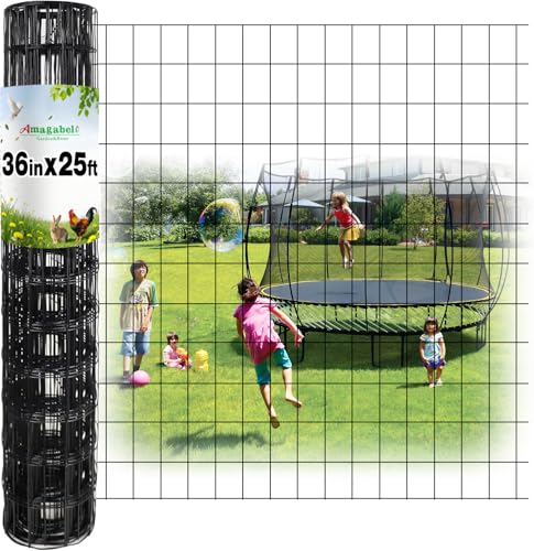 Amagabeli Black Coated Welded Wire Fence 2 inch x 3 inch 36inch x 25ft 16 Gauge Garden Fence Chicken Wire Fencing Roll PVC Vinyl Coating Metal Wire Flower Bed Dog Barrier Plant Poultry Netting Cage - color: Black, size: 2''x3'' 16GA 36''x25'