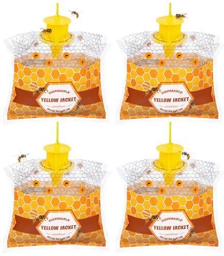 4 Pack Disposable Wasp Traps Outdoor Hanging Bags - size: 4 Pack