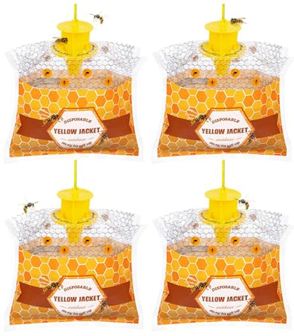 4 Pack Disposable Wasp Traps Outdoor Hanging Bags - size: 4 Pack