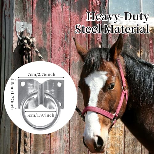 4PCS Cross Tie Ring for Horse, Block Tie Ring for Horse Stall/Stable with Screws,Wall Mount Horse Tie Ring, Tie Down Horse Barn Supplies