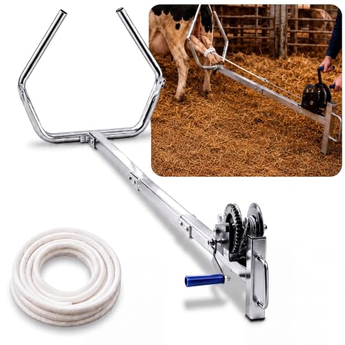 80'' Calf Puller with Hand Crank Gear System and Nylon Rope