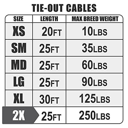 BV Dog Tie Out Cable 25 Feet - Heavy Duty Dog Lead Up to 250 Pounds - Reflective & Rust-Free with Quick Release Swivel Clips & 360° Rotating Clasp - Tangle-Free Dogs Runner for Yard (Grey, Single) - color: 250lbs/ 25ft/ Grey, style: Single