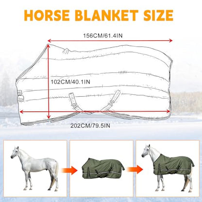 Horse Turnout Blanket, Waterproof Rain Sheet, 600D Oxford - size: 78IN