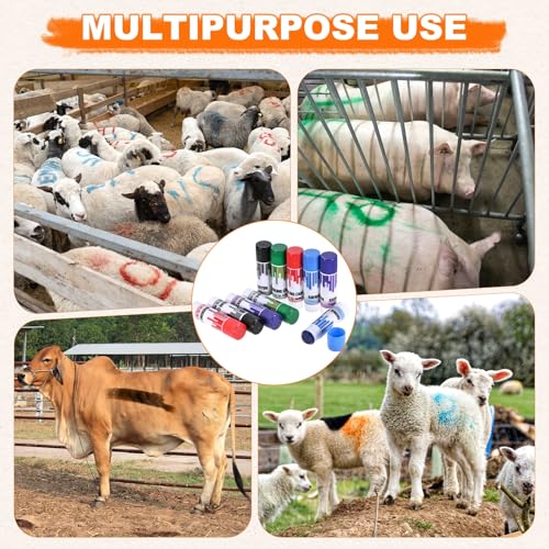 M METERXITY 5-Pack Livestock Marker, 11.6 Cm/4.6 Inches Medium Animal Crayons for Pig/Cattle/Cow/Sheep Supplies, Farming Livestock Marking Crayons [Blue] - color: Blue