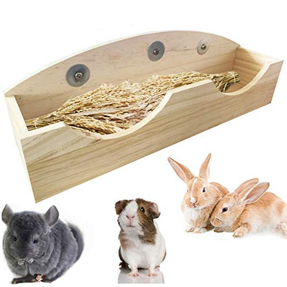 Hamiledyi Rabbit Hay Feeder, Bunny Hay Feeder Rack,Bunny Food Manger Wooden Hay Manger Rack Rabbit Hay Holder Feeders Grass Holder for Guinea Pig Chinchilla Hamster