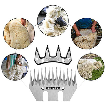 BEETRO Sheep Shears Replacement Blades, Professional Stainless Steel Clipper Blades for Sheep Alpacas Goats and More