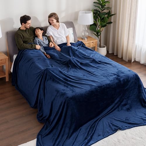 Berkshire Blanket VelvetLoft Big Oversized King Family Blanket, All Season Mid-Weight Ultra Silky and Fuzzy, Seamless Extra Large(Dress Blues, 120x120 Inches) - color: Dress Blues, size: Oversized King