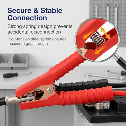 4 PCS 300A 90mm Car Battery Alligator Clips, Electrical Heavy Duty Alligator Clamps, Battery Replacement Cable Metal Spring Loaded Jumper Clips for Vehicles Boats (Red & Black) - color: Blackred#300