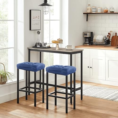 Rectangular Stool Cushion Set of 2, Soft Saddle Stool Cushions with Ties, Nonslip and Washable, Dark Blue, 18 x 10.5 x 4 Inch - color: Drak Blue, size: Pack of 2