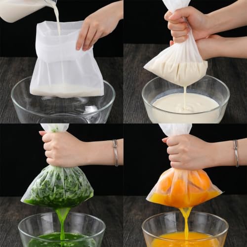 Nogeqi 3PCS Nylon Cloth Strainer, Reusable Nut Milk Bag