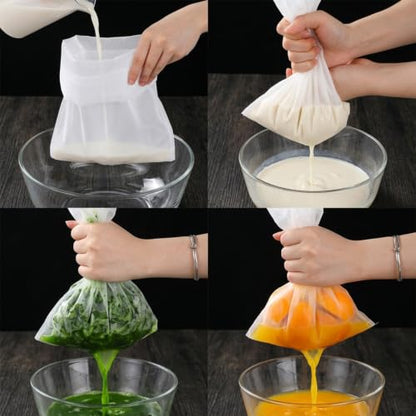 Nogeqi 3PCS Nylon Cloth Strainer, Reusable Nut Milk Bag