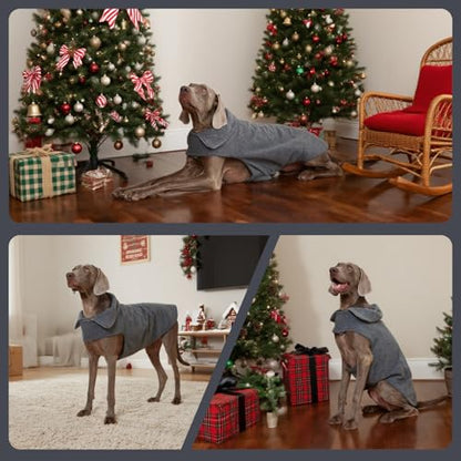 DENTRUN Reversible Dog Winter Coat, Windproof Polar Fleece Reflective Vest - color: Grey, size: Medium