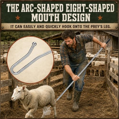 Goat Sheep Catcher Leg Hook, 44"-75" Adjustable 304 Stainless Steel Sheep Hook, Shepherd's Crook Animal Catch Pole with Rubber Grip, Calf Catcher Goat Grabber for Sheep, Goats, Lambs