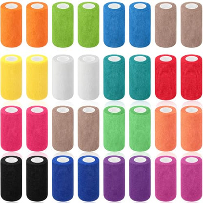 Treela 36 Pcs Self Adherent Bandage 4" X 5 Yard Wrap Breathable - color: Refreshing Color, size: 4" X 5 Yard