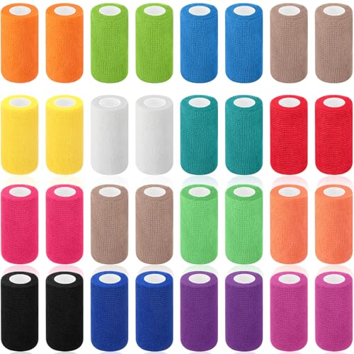 Treela 36 Pcs Self Adherent Bandage 4" X 5 Yard Wrap Breathable - color: Refreshing Color, size: 4" X 5 Yard