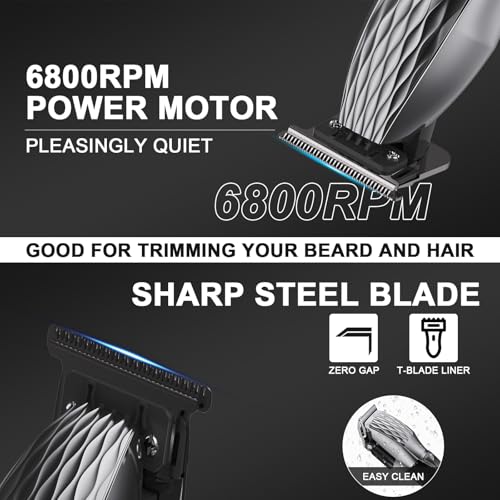 Professional Cordless Hair Clippers for Men & Trimmer Set, 240Min Runtime with LED Display, Quiet Haircut Kit for Men/Women/Kids w/6 Guide Combs, Barber Scissors, Cleaning Brush