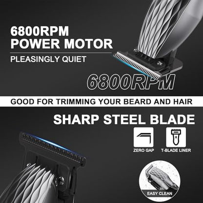 Professional Cordless Hair Clippers for Men & Trimmer Set, 240Min Runtime with LED Display, Quiet Haircut Kit for Men/Women/Kids w/6 Guide Combs, Barber Scissors, Cleaning Brush