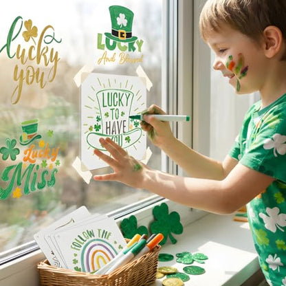 12 Pcs St Patricks Day Stencils for Painting, Lucky Signs and Cards 6 Inch - color: St. Patrick