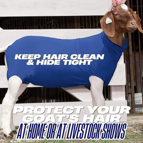 Show Pro Blue Spandex Goat Tube for Show Goats - Made in America. Show Livestock Supplies: Goat Covers & Blankets. (Large) - size: Large