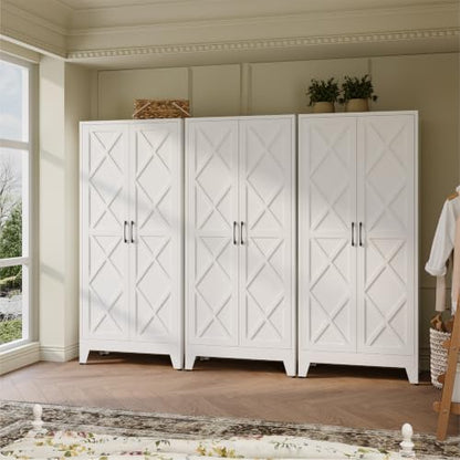 COFaR Metal Kitchen Cabinet with 2 Door and 4 Adjustable Shelves, 71" White - color: White, size: 71H