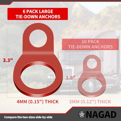 Large Bolt On Tie Down Rings for Trailer Truck Bed 6 Pack 2000 lbs Capacity - color: Red, size: Large-6 Pack