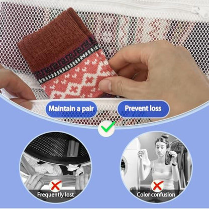 Mesh laundry bags for washing machine, can wash 10 pairs of socks, maintain shape, keep one pair,Laundry room organization suitable for socks and small items, 2pcs (Large) - size: Large
