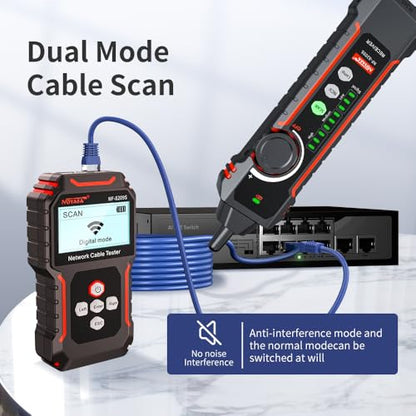 NOYAFA NF‑8209S Network Cable Tester – Upgrade Ethernet Cable Tester with PoE Detection, NCV Voltage Test, Cable Length Measurement, Port Flashing & Anti-Interference Scan Modes