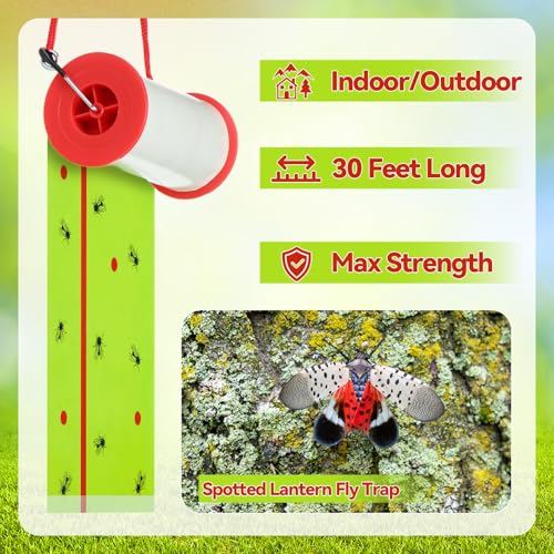 15 Rolls Sticky Fly Trap 30 ft Each, Fluorescent Green - color: Fluorescent Green
