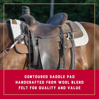Weaver Equine 33" x 32" Contoured Wool Blend Felt Horse Saddle Pad, Shock Absorbing Western Saddle Pad for Protection, Durable Equine Supplies, ‎Tan