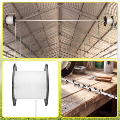 1000 ft Sticky Fly Tape Roll with Mounting Hardware Kit, Fly Reel Sticky Tape Trap with Complete Hardware, Pulleys & Mounting Brackets for Commercial Farm Flys Control Barn Stable Livestock