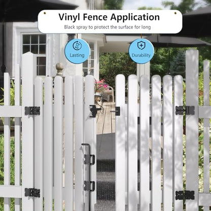 Vinyl Fence Gate Double Gate Hardware Kit Black (for Vinyl, PVC etc Fencing) Fence gate Hardware Fence Gate Kit has 4 Hinges, 1 Latch, and 1 Drop Rod(MWJ)