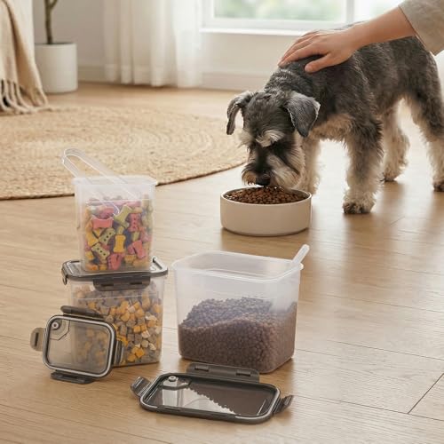ZooZoo Dog Treat Container, Airtight Pet Food Storage, BPA-Free, 3 Pack