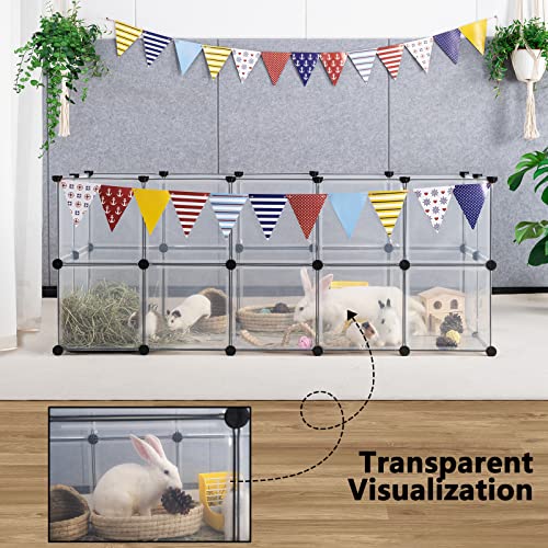 DINMO 38 Panels Bunny Playpen with Floor, Plastic, 61.2"L x 24.8"W x 24.8"H - style: Plastic-38 panels