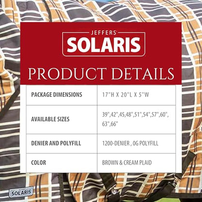 Jeffers Pony Poppins Solaris 1200 Denier Turnout Blanket Brown & Cream Plaid 57" - Waterproof, Breathable Horse Blanket with 0 gram Polyfill, No Insulation, Ideal Protection for Wind & Rain, - size: 57"