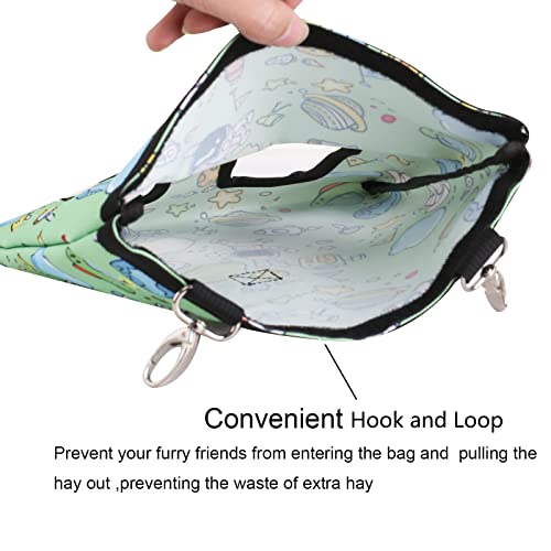 Rabbit Hay Feeder Bag Hanging Hay Rack (Pattern Green, 2 Windows) - color: Pattern Green