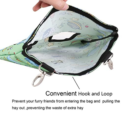 Rabbit Hay Feeder Bag Hanging Hay Rack (Pattern Green, 2 Windows) - color: Pattern Green