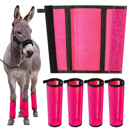 Donkey Fly Boots, Breathable Mesh Leg Wraps - color: Pink