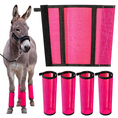 Donkey Fly Boots, Breathable Mesh Leg Wraps - color: Pink
