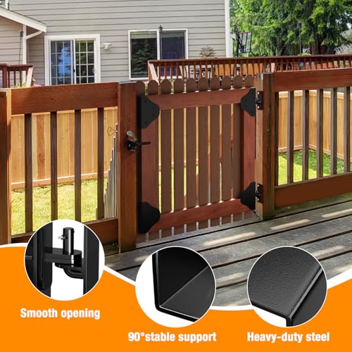 Anti Sag Gate Frame Kit with Gate Latch - Updated 90 Degree Right Angle Gate Hinges - Fence Gate Kit Gate Hardware - Gate Corner Brace Bracket (1 Set) - size: 1 set