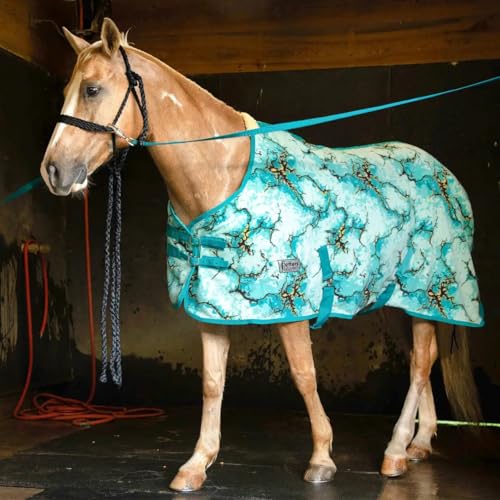 Jeffers Expression Standard Neck Fleece Cooler Horse Blanket, 69" – Lightweight Breathable Polyester Fleece Horse Cooler for Moisture Control, Drying, Layering, All Year Round Use - Bisbee Blue - color: Bisbee Blue, size: 69"