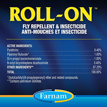 Farnam Endure Roll-On Fly Repellent for Horses Up to 7 Days Protection 2 oz | Long-Lasting Sweat-Resistant Protection for Faces, Ears, and Sensitive Areas, Repels Flies, Mosquitoes, Gnats and Ticks - size: 2 Fl Oz (Pack of 1)