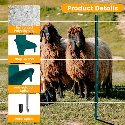 Electric Fence Posts 25 Pack, Green 48 inch Step in Fence Posts - color: Green, size: 48 INCH-25 PCS
